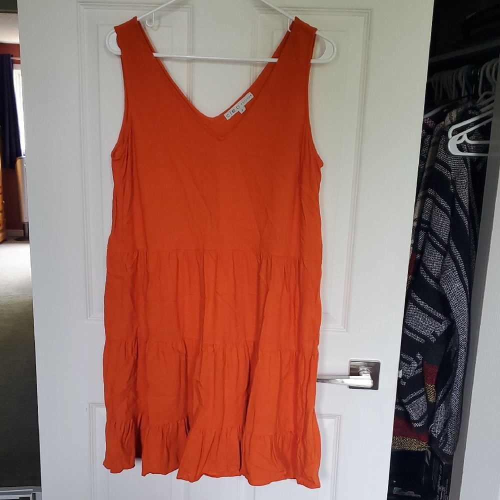 Cleo Petites Orange Sleeveless Mini Dress